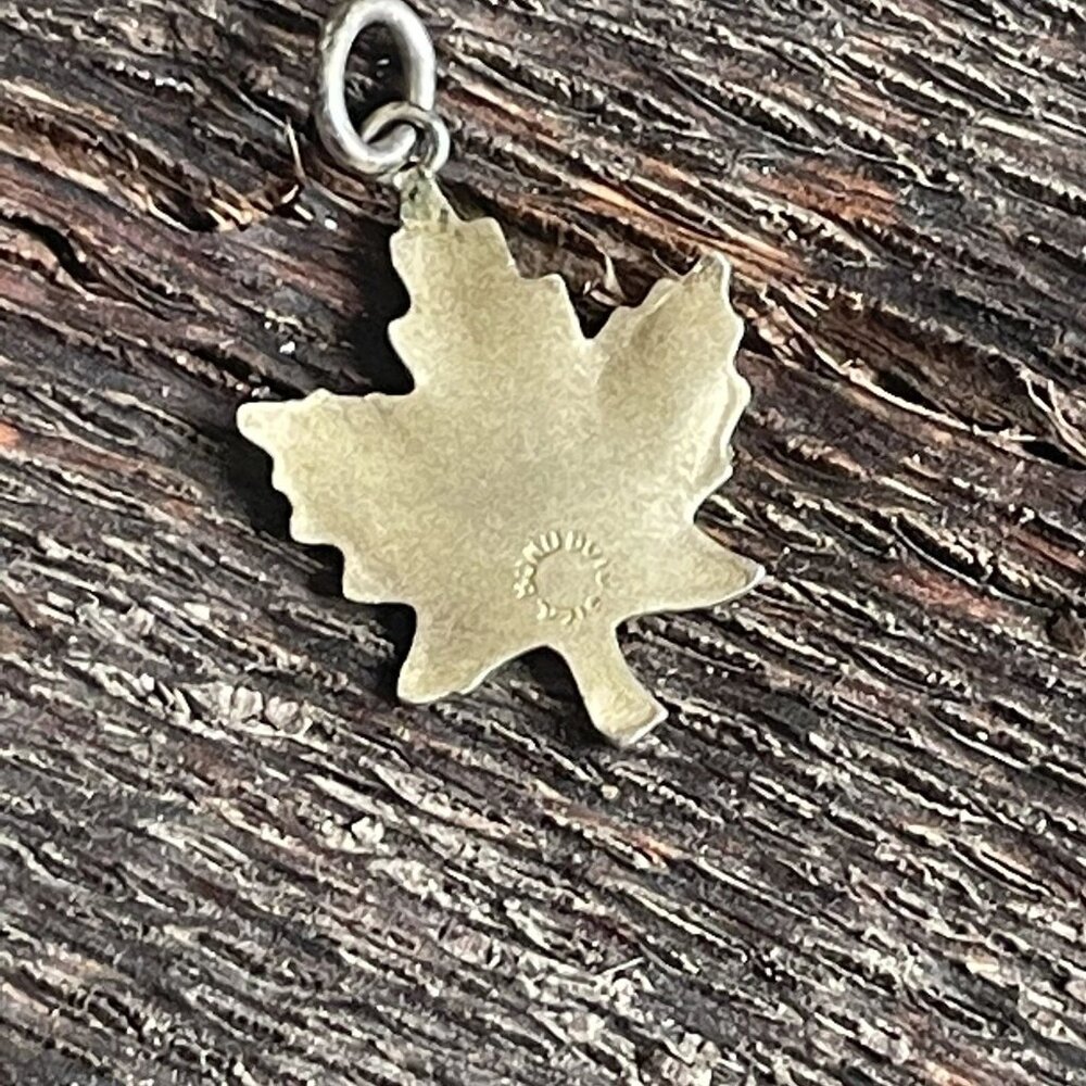 Bond Boyd Sterling Silver Maple Leaf Pendant Textured Mid Century Modern Charm - Picture 4 of 6